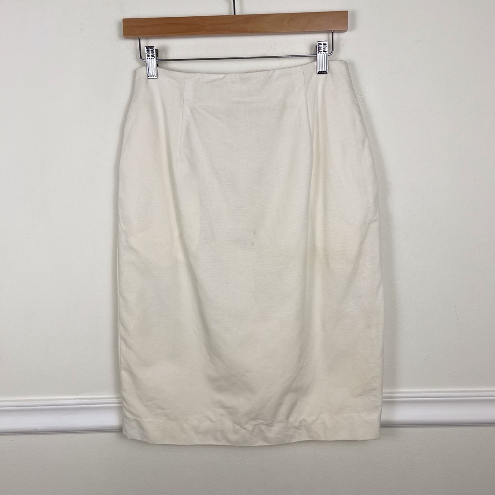 Vintage Christian Dior Ivory Cream Pencil‎ Skirt Size 8 FLAWED